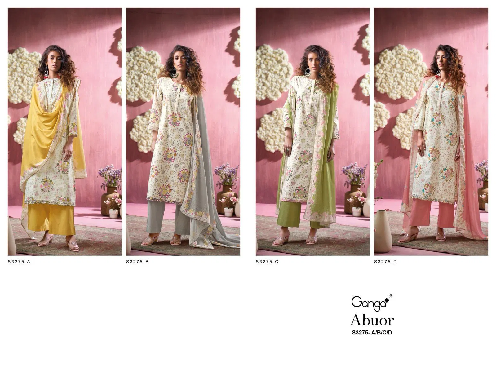 Ganga Abuor Cotton Printed Embroidered Salwar Suit Collection